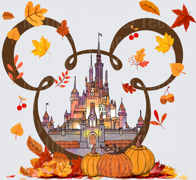 Disney Fall and Thanksgiving Castle Mickey Ears Pumpkin Leaves