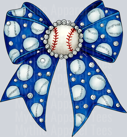 Blue Baseball Bow School Spirit & Sports