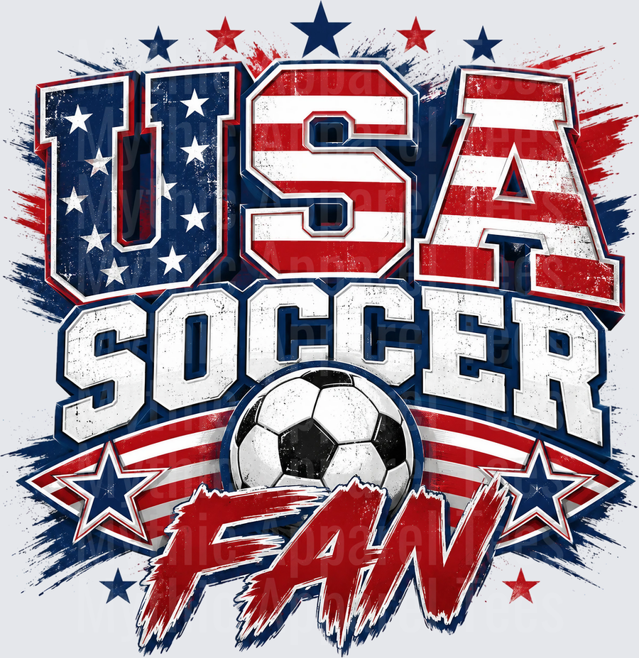 USA Soccer Fan Bold Patriotic American Flag Stars and Stripes Grunge Design with Soccer Ball