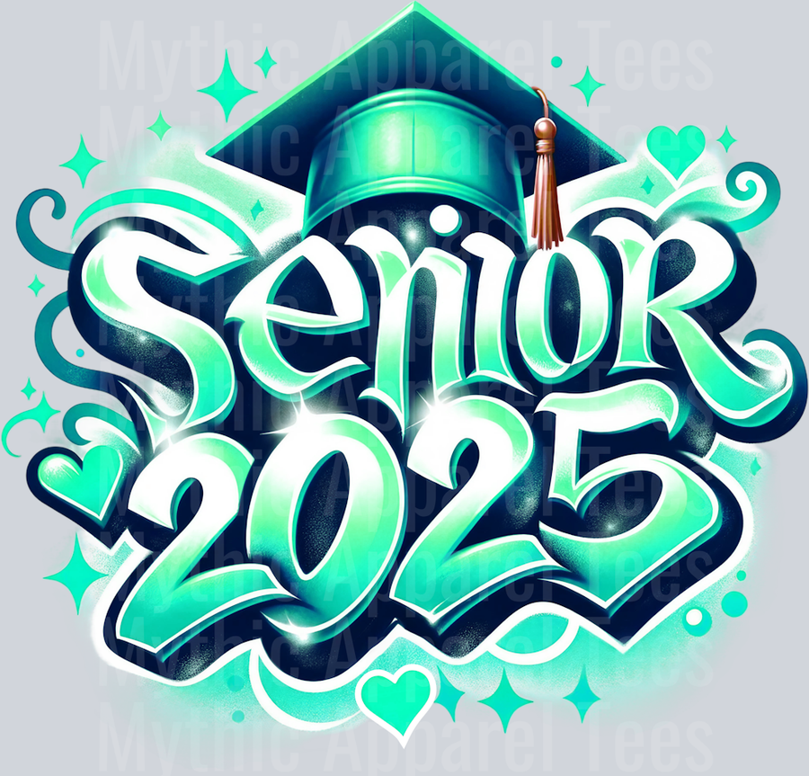001 Airbrushed Senior 2025 MINT DTF 2025 Senior Graduation Transfers