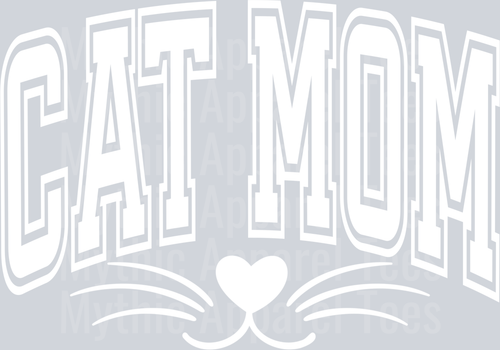 Cat Mom White Varsity Letters