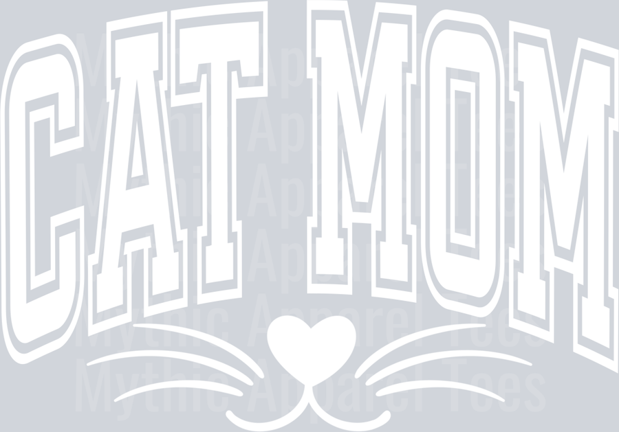 Cat Mom White Varsity Letters