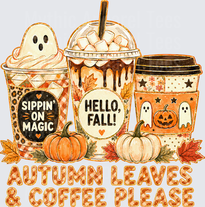 Fall Designs Autumn Leaves And Coffee Please Halloween Ghost Pumpkin Spice Coffee Cups Sippin On Magic Hello Fall