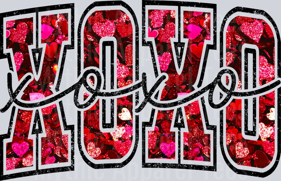 XOXO 2 Red with Script Text Style Combo Valentines Day Design