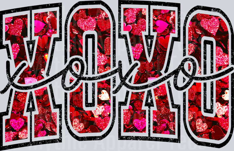 XOXO 2 Red with Script Text Style Combo Valentines Day Design