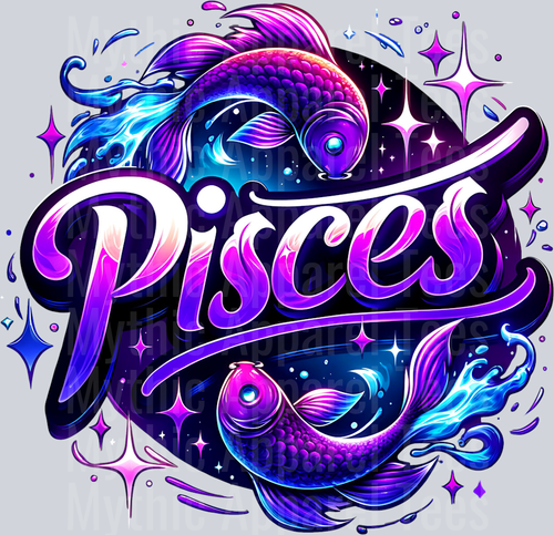 Pisces Purple Sign DTF Zodiac Sign Transfers
