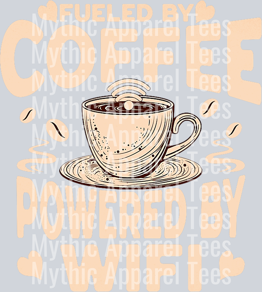 Fueled by coffee powered by wifi 2 DTF Coffee Transfers