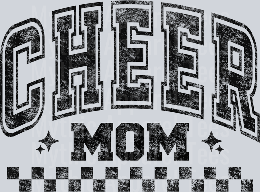 Cheer Mom Black Checkers Varsity Letters