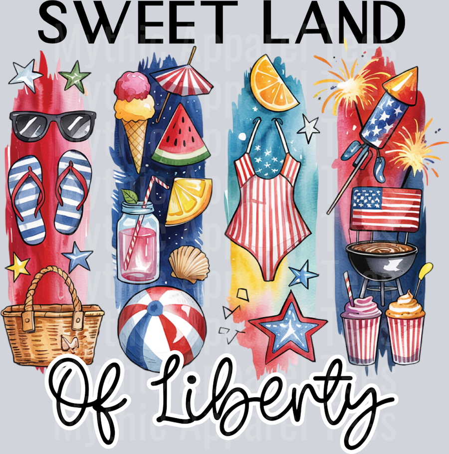 Sweet Land Of Liberty brushstroke DTF Patriotic Transfers