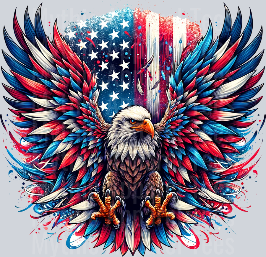 Eagle USA Flag Fiery Wings DTF Patriotic Transfers