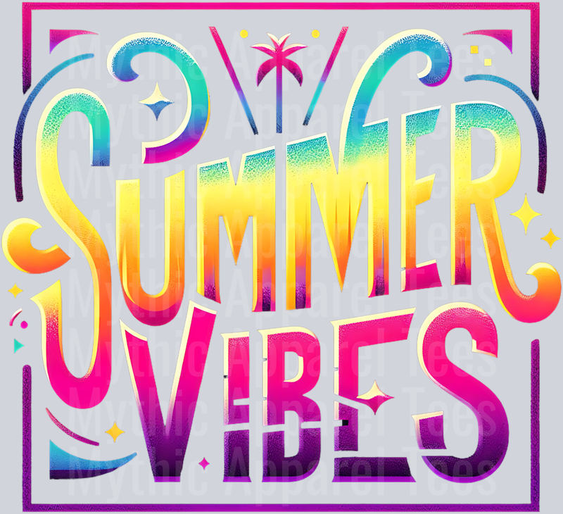 Summer vibes splash with blue yellow and pink DTF Summer Transfers