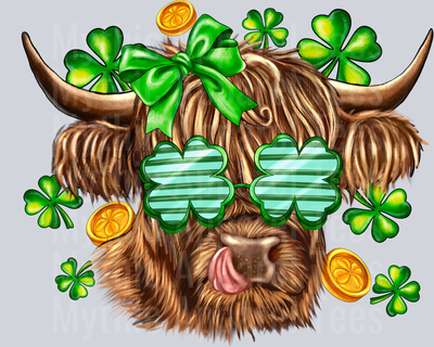 Lucky Highland Cow St Patrick's Day