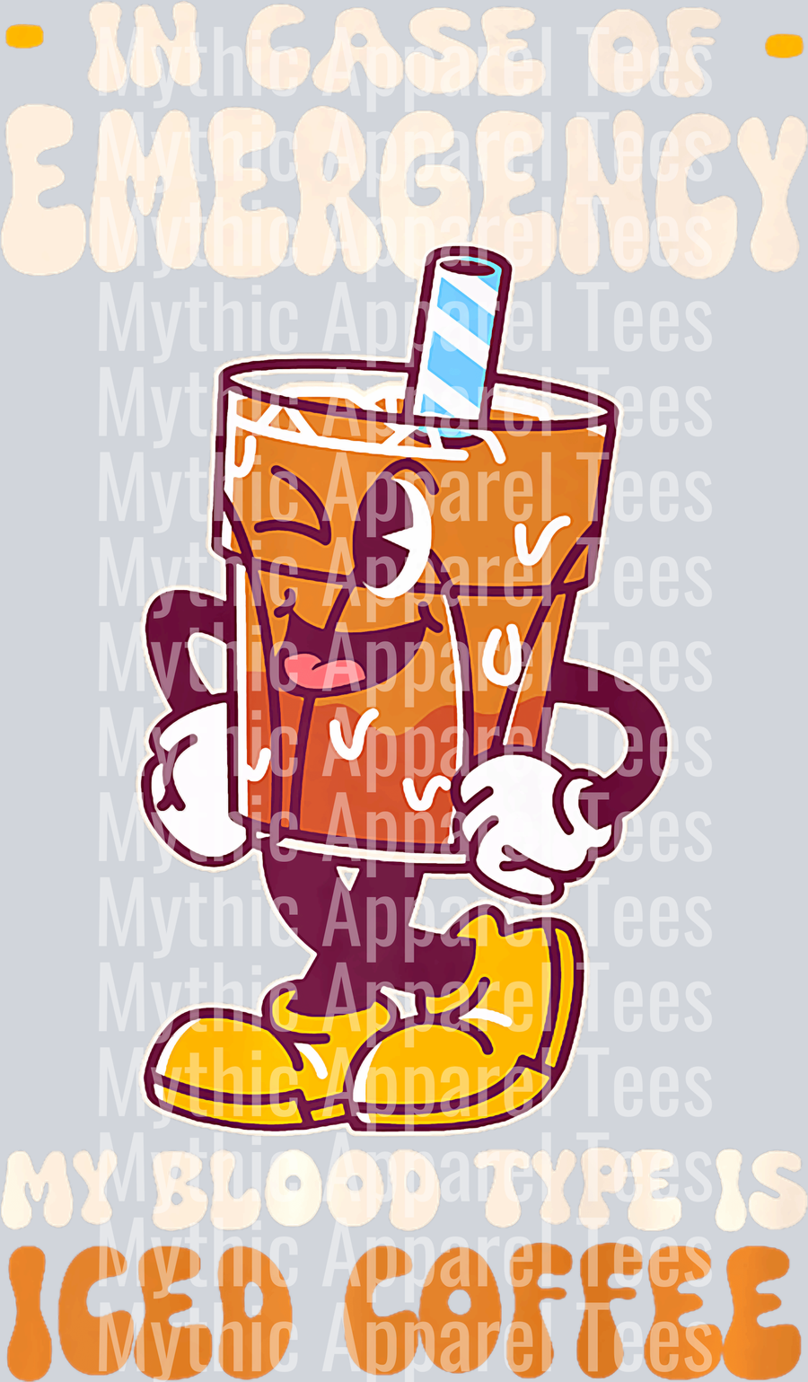 In case of emergency my blood type is iced coffee DTF Coffee Transfers