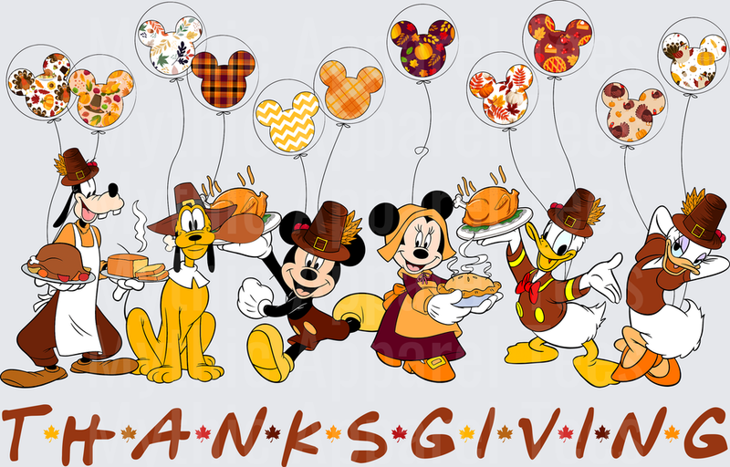 Disney Fall and Thanksgiving Mickey and Friends Pilgrim Celebration with Festive Balloons