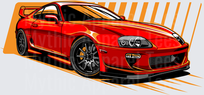 Drifting and Muscle Cars Red Toyota Supra MK4 JDM Sports Car