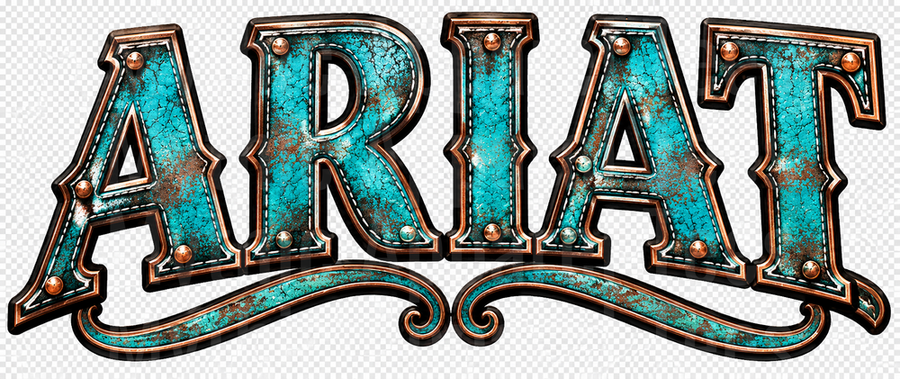 Ariat Turquoise Cracked Patina Copper Rivet Western Bold Letter Logo with Scroll Banner