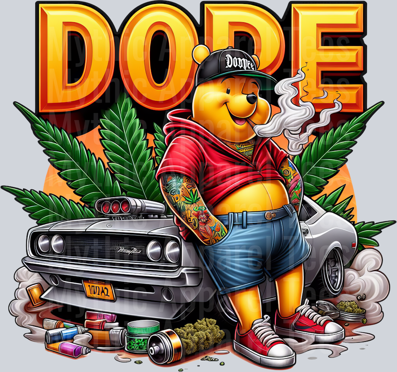Winnie the pooh 6 Smoking Pop Culture DTF Weed Transfers