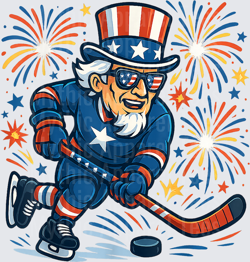 Ice Hockey Patriotic Uncle Sam Playing Hockey 4th of July