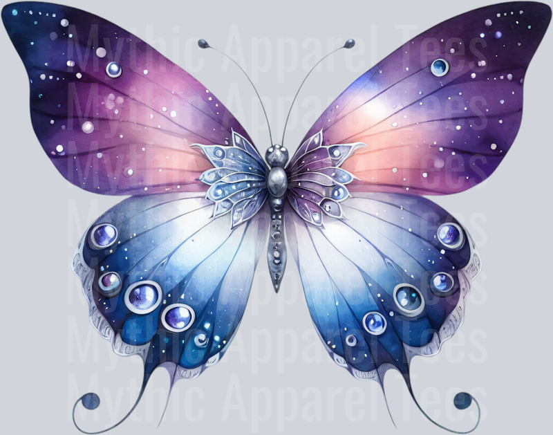 Galaxy Constellation purple and blue Watercolor butterfly DTF Butterfly Transfers