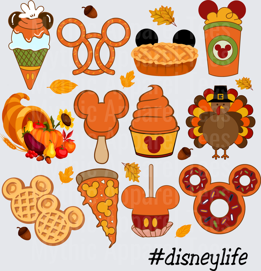 Disney Fall and Thanksgiving Mickey Mouse Food Icons Bundle