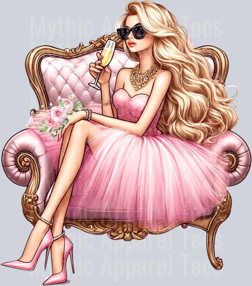 13 Glam Champagne Drinking Girl DTF Glam Transfers