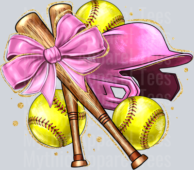 Pink Softball Bow