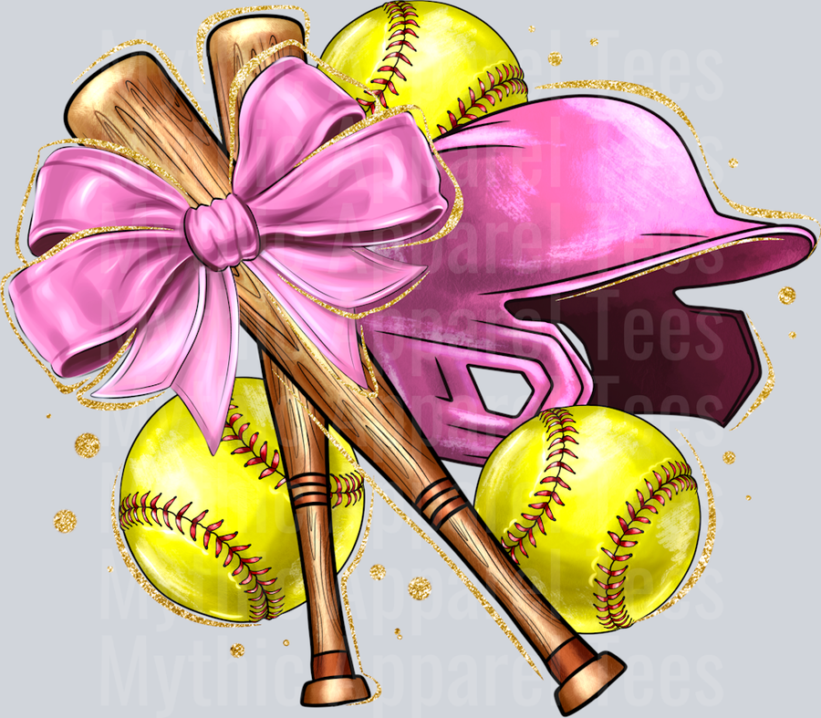 Pink Softball Bow