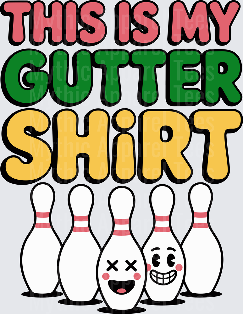 Bowling This Is My Gutter Shirt Funny Pins Cartoon Design