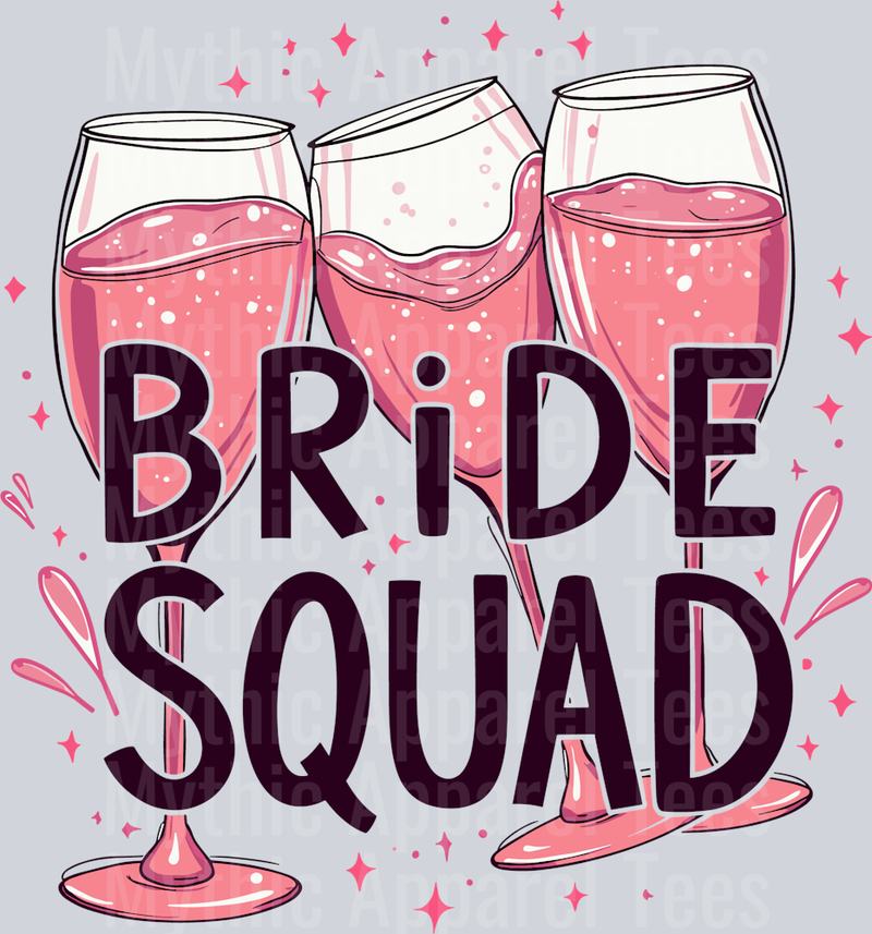 Bride Squad pink glasses and splashes DTF Bridesmaid Transfers