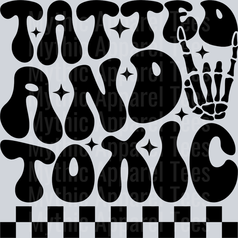 Tatted And Toxic Pocket Funny Wavy Retro Words Black