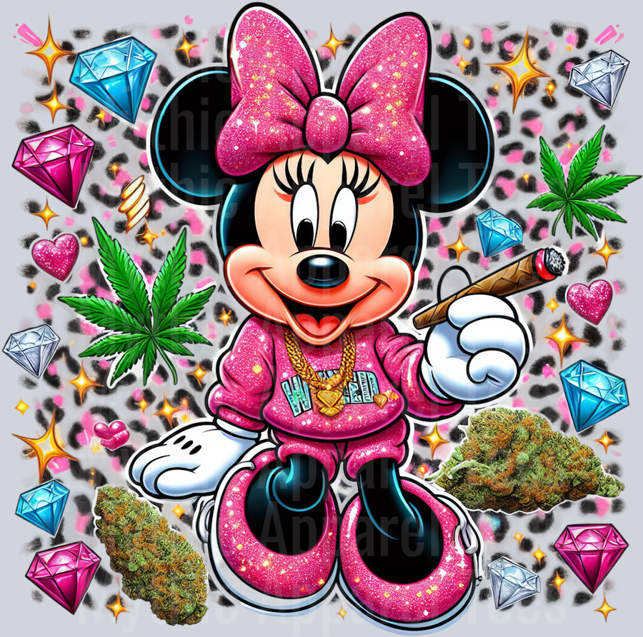 Minnie Mouse 6 Jewels Smoking Weed DTF Weed Transfers
