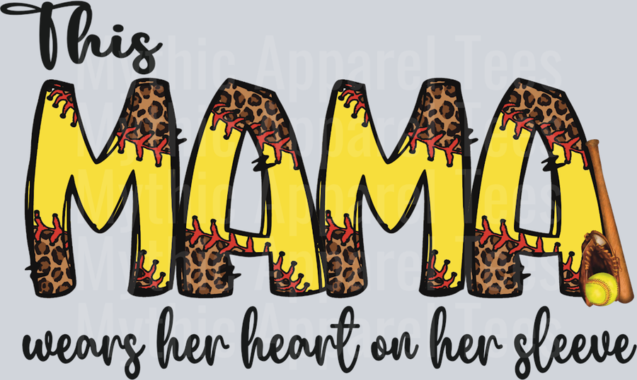 This Mama Wears Her Heart on Her Sleeve DTF Mom Transfers