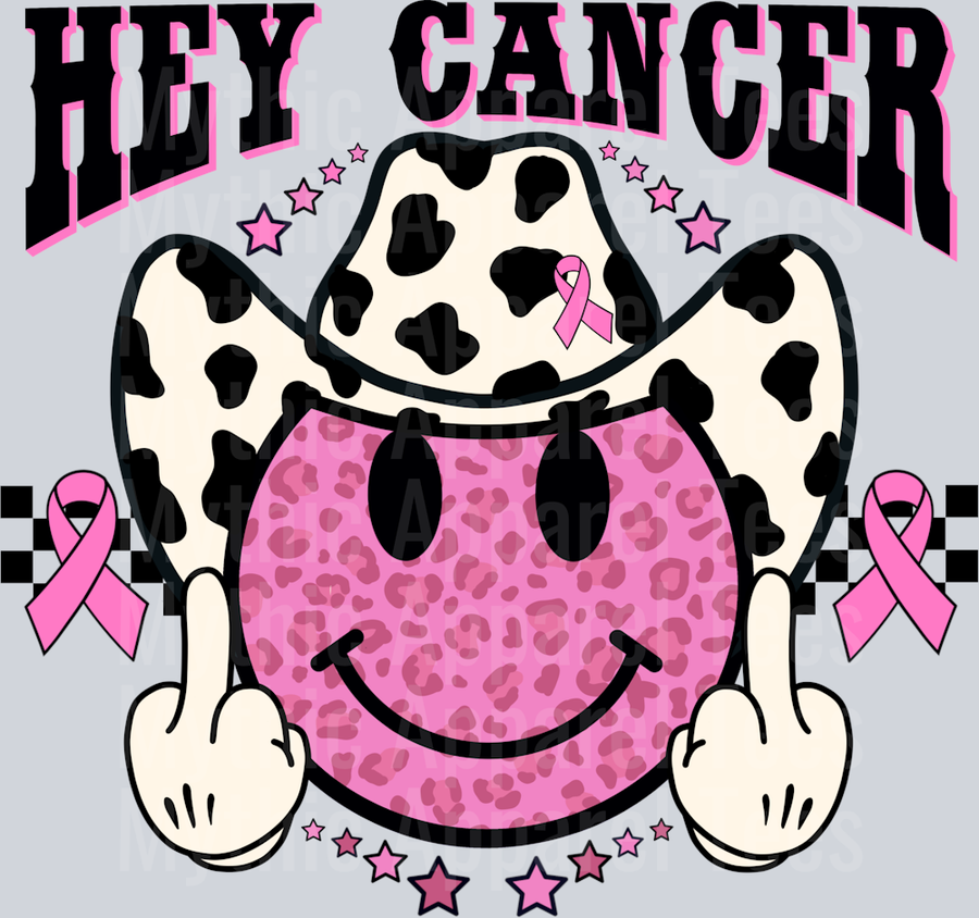 Hey Cancer Western Hat Cow Prints Breast Cancer Awareness