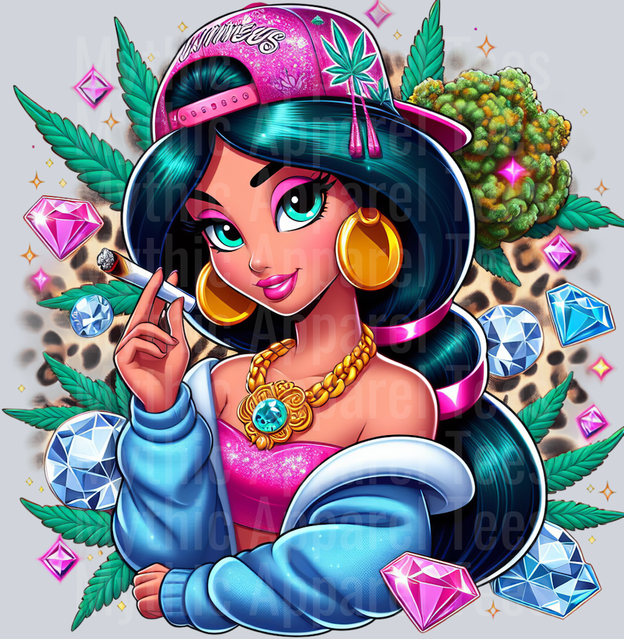 Jasmine 3 Cheeta Print Jewels Smoking Weed DTF Weed Transfers