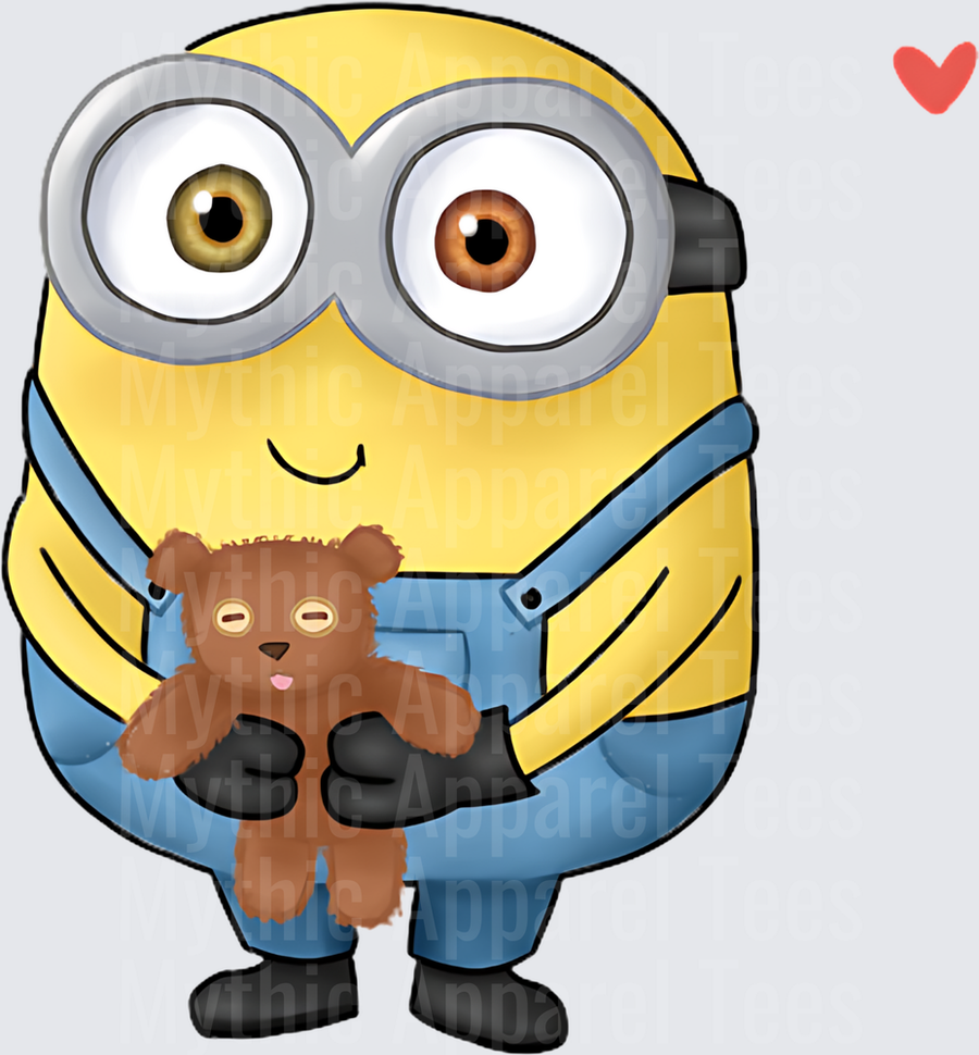 Minnions Bob Holding Teddy Bear with Red Heart