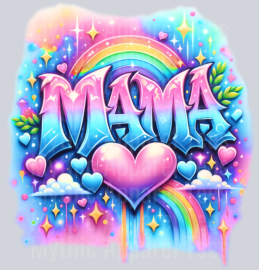 Mama pink and blue rainbow purple and green DTF MOM Transfers