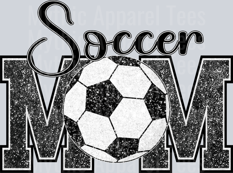 Soccer MoM GLITTER Style with ball DTF Soccer Transfers