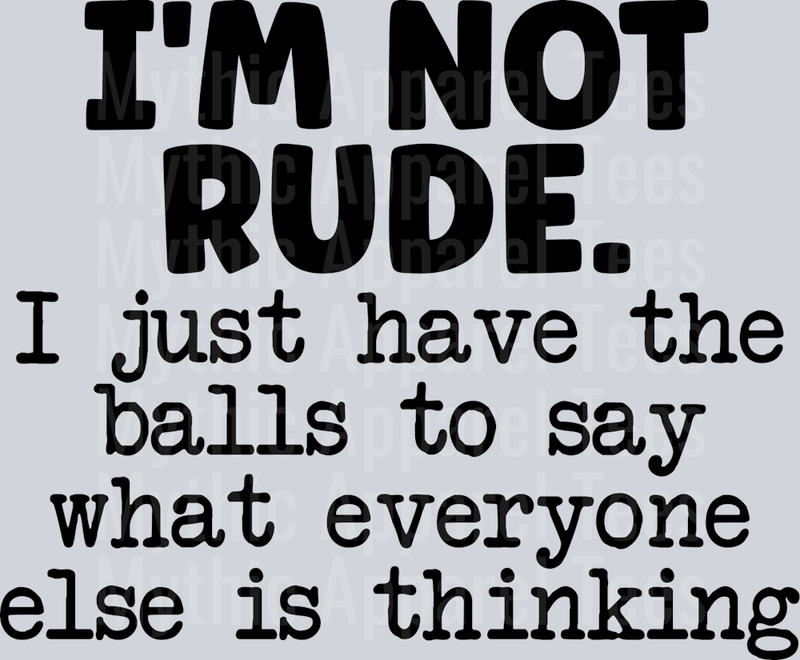 I'm not rude I just have the balls to say what everyone else is thinking DTF Sarcastic Transfers