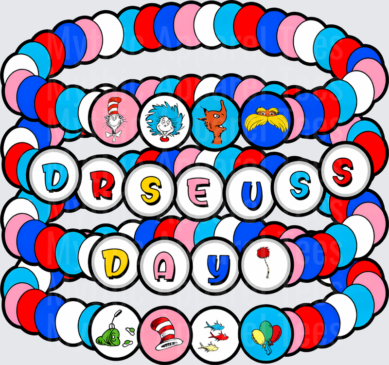 DR Seuss Day Beaded Bracelet Stack with Characters
