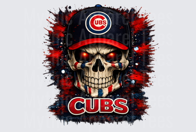 MLB Skulls Chicago Cubs Glowing Eyes Skull Baseball Cap
