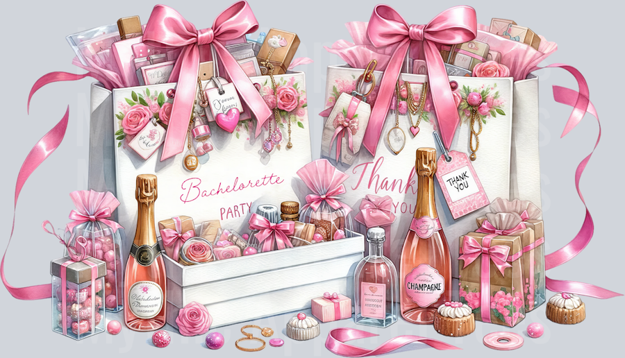 BACHELORETTE PARTY Champagne and Gifts DTF Wedding Transfers