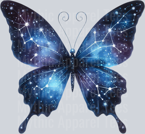 Blue Black Constellation Watercolor butterfly DTF Butterfly Transfers
