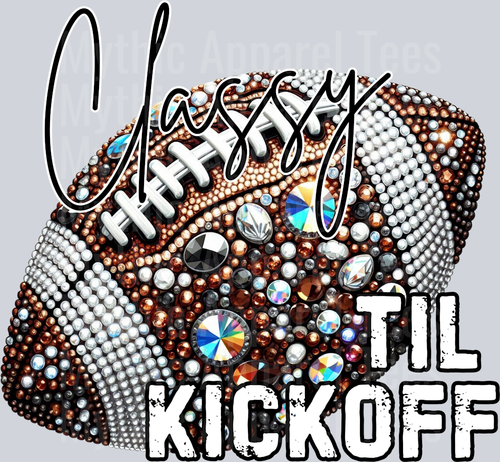 Classy til kick off rhinestone football DTF Football Transfers