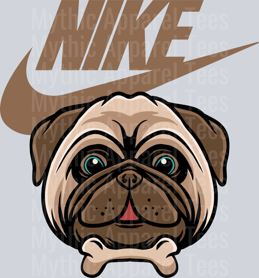 Pug with Bone JUST DO IT DTF Nike Transfers