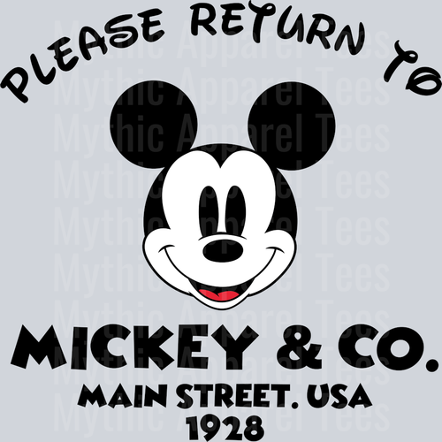 Mickey Please Return To Mickey and Co Main Street DTF Disney Transfers