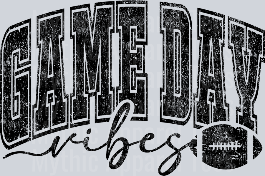 Game Day Vibes Black Football Varsity Letters