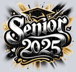 Airbrushed Senior Graduation Transfers, Class of 2025, Black and Gold Design, Inspirational Theme, High School Seniors, DTF Transfers