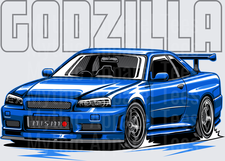 Drifting and Muscle Cars Nissan Skyline R34 GT-R Godzilla Blue JDM