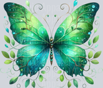 Green Dark Green and Blue Gem Watercolor Butterfly, Butterfly Transfers, Spring, Nature Art, Watercolor Design, Inspirational Decor, DTF Transfer