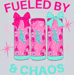 Fueled By Alani And Chaos, Fitness Designs, DTF Transfers, Inspirational Themes, Pink Color Scheme, Stars, Bows, Custom Apparel